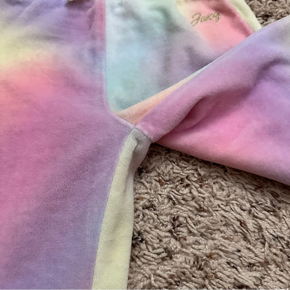Juicy Couture Kids Tie Dye Rainbow Velour Pants Girls Size 4T Cute Spring
